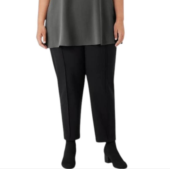 Eileen Fisher High Waist Slim Crop Black Washable Stretch Crepe Pant Women XL - Picture 1 of 15